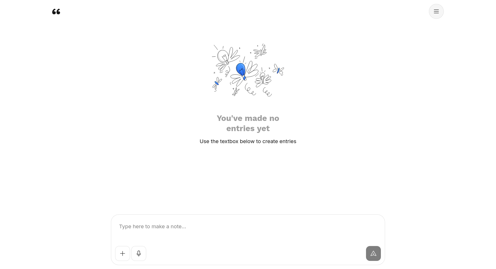 A screenshot of the demo app in its empty state